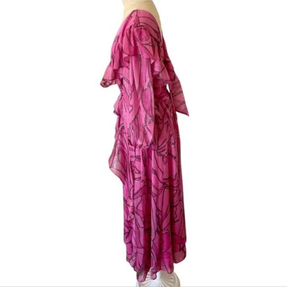 TED BAKER Victoir Shimmer Abstract Tie Back Pinafore Ruffle Dress 3 NWT $445 - Picture 5 of 13